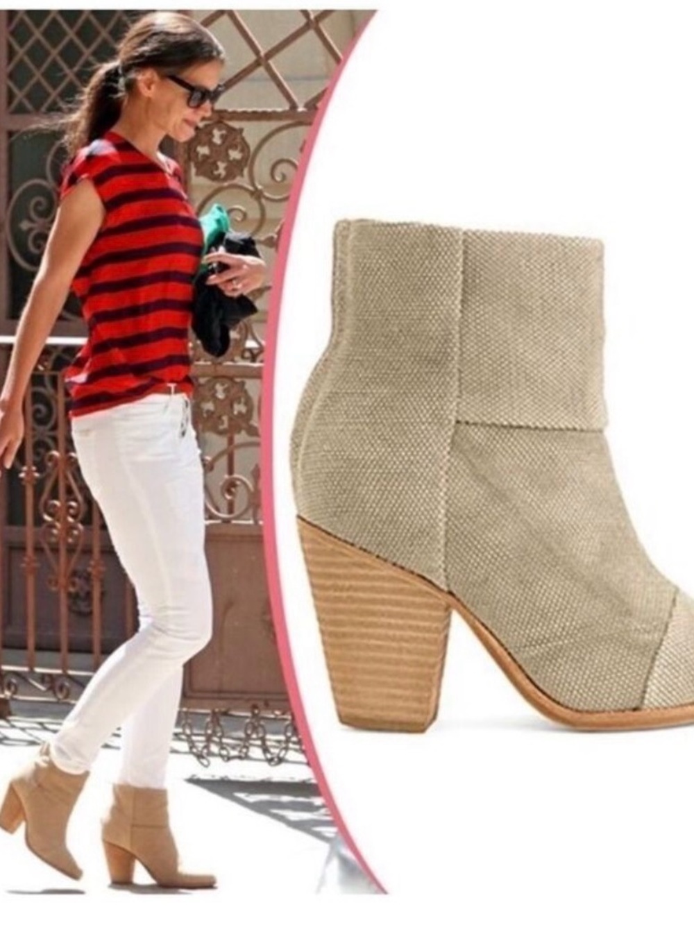 Rag & Bone Women's New York Nebury Canvas Fold-Over Ankle Boots in Taupe size 6
